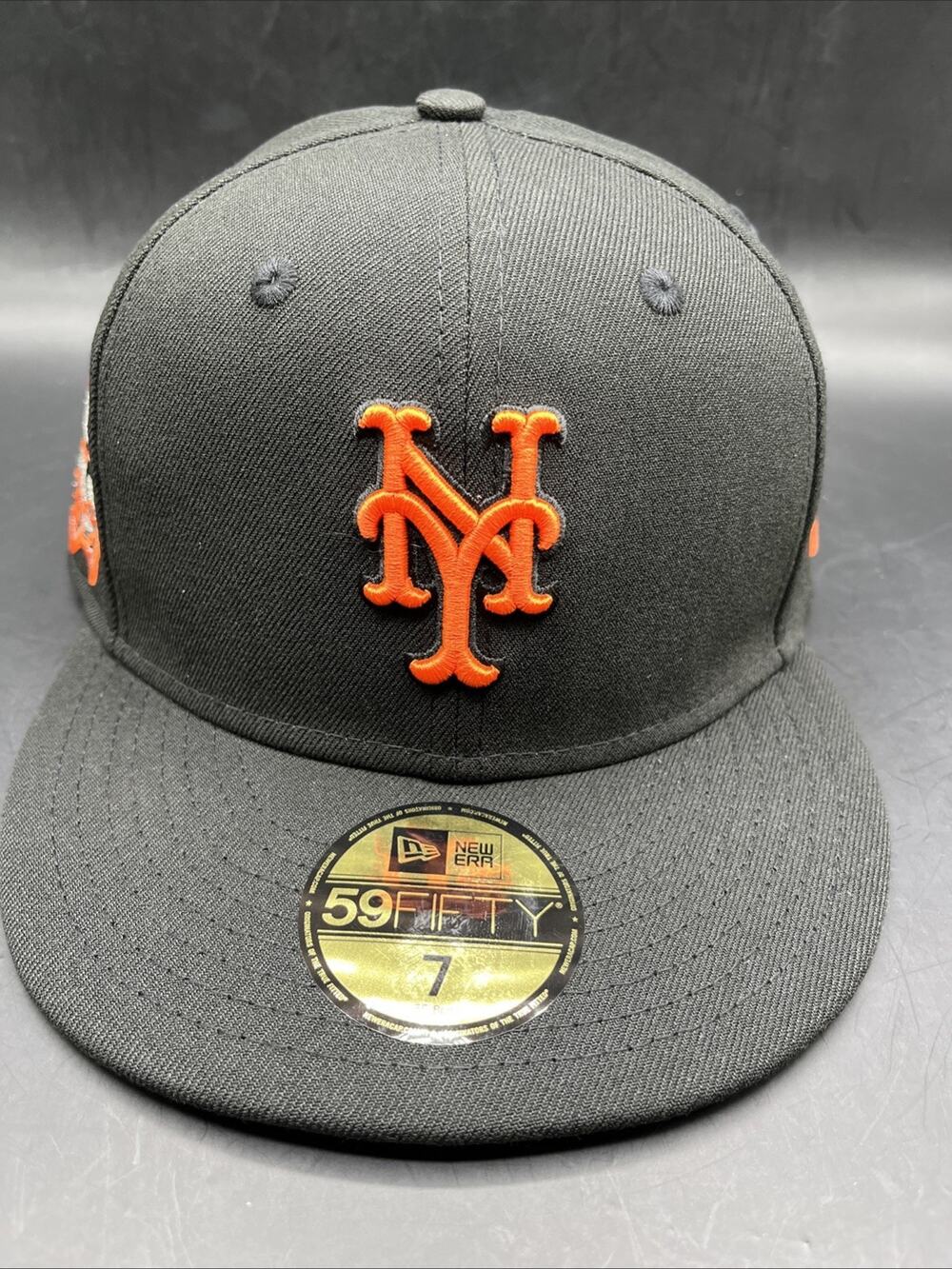 New Era NY Mets Final Season Shea Stadium 59FIFTY 7 Fitted Cap Black Orange RARE